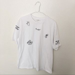 🕊White random doodle shirt 🕊